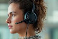 Customer support agent wearing headset and smiling